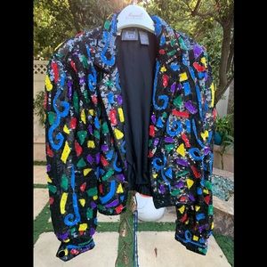 Modi sequins on silk jacket